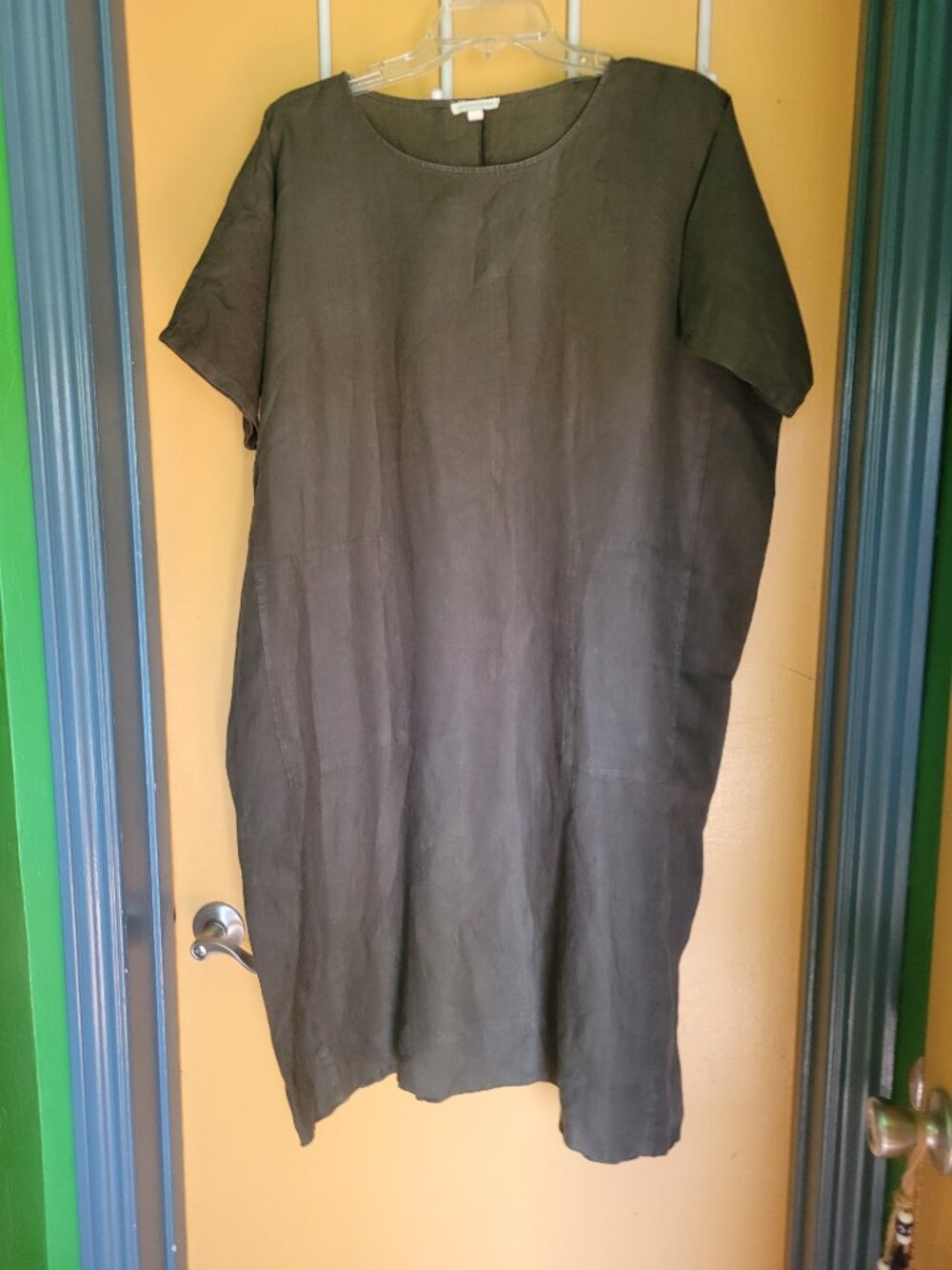 Eileen Fisher Organic Cotton Jersey Round-Neck Dress with Pockets